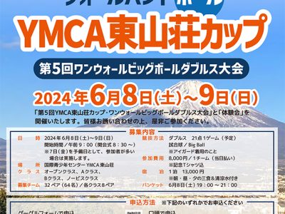 第5回YMCA東山荘カップ（1-wallダブルス大会＆体験会）開催のお知らせ